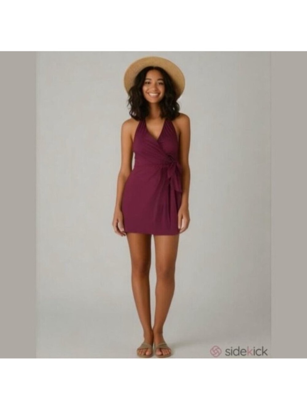 J. Crew Halter Wrap Swim Dress In Iris Side Tie Full Coverage Swimsuit Size 10